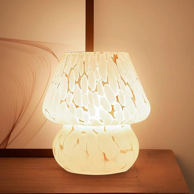 Mushroom Lamp Small Table Lamp for Bedroom, Bedside Lamps for Nightstand, Mushroom Decor Cute Mini Modern Mid Century Lamps, Aesthetic Home Living Room Decor(White) - Bloomnest