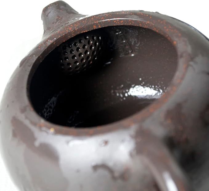 Chinese Clay Teapot 6.7Oz Handmade Xishi Zisha Tea Pot Black Gold Sand Spherical Filter Kungfu Tea Set - Bloomnest