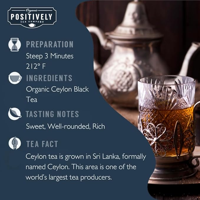 Organic Positively Tea Company, Ceylon Black Tea, Loose Leaf, 16 Ounce - Bloomnest