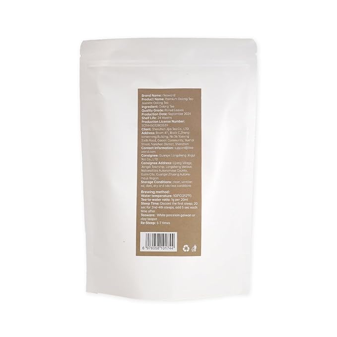 iTeaworld Jasmine Oolong Loose Leaf Tea, Fujian Anxi Tieguanyin Whole Leaf, Natural Jasmine Aroma, No Sugar & Additives, Hot & Cold Brew, Sealed Bag, 3.52oz - Bloomnest