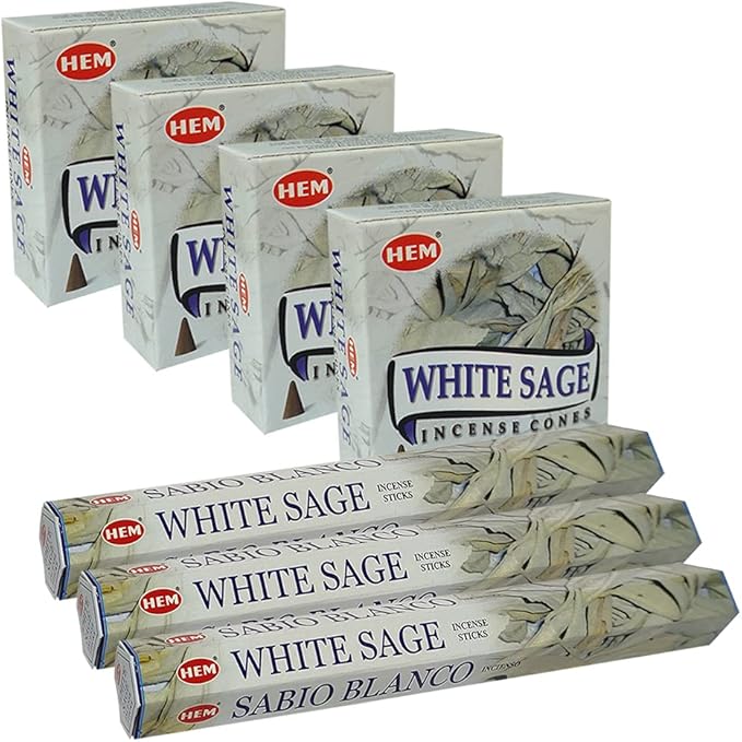 White Sage Incense Sticks and Cone Incense Holder Variety Pack Bundle insence insense insienso TRUMIRI
