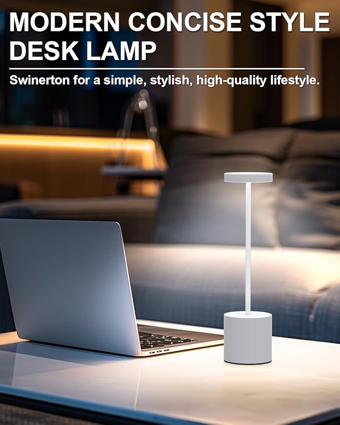 Cordless Table Lamps Rechargeable Set of 2, Portable LED Desk Lamp, 5000mAh Battery Powered Wireless Table Light - 3 Color Dimmable Lighting for Restaurant Dining Patio Outdoor Bedroom(White) - Bloomnest