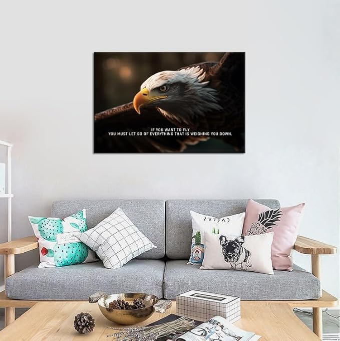 If You Want To Fly Inspirational Canvas Wall Art for Office Eagle Quotes Motivational Posters Picture Prints Modern Home Decor Painting Artwork Stretched and Framed Ready to Hang [24''W x 36''H] - Bloomnest