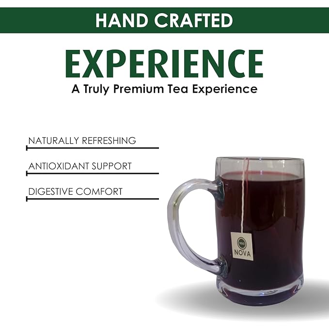 Premium Organic Hibiscus Tea Bags, 100% Natural and Organic Ingredients, Antioxidant Tea, Caffeine free | Authentic African Origin | Eco-conscious Teabags (15 count) , Supports Healthy Blood Pressure, Boosts Immune - Bloomnest