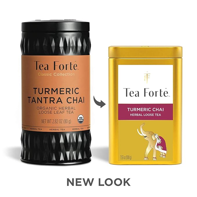 Tea Forte Turmeric Chai Premium Loose Leaf Caffeine-Free Herbal Tea Blend Canister, Makes 35-50 Cups - Bloomnest