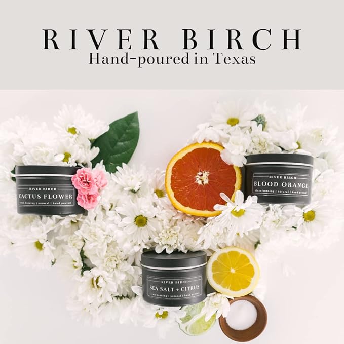 River Birch Candles Blood Orange Scented Candle | Premium, All-Natural, Non-Toxic, Soy Candles | 8 oz. Black Matte Tin Travel Candle - Bloomnest