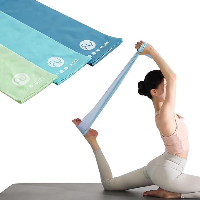 Resistance Bands, 6.5ft Long Non-Latex Elastic Stretch Bands, Exercise Bands for Physical Therapy, Yoga, Pilates, Rehab, Home Gym Workouts, Strength Training - Bloomnest