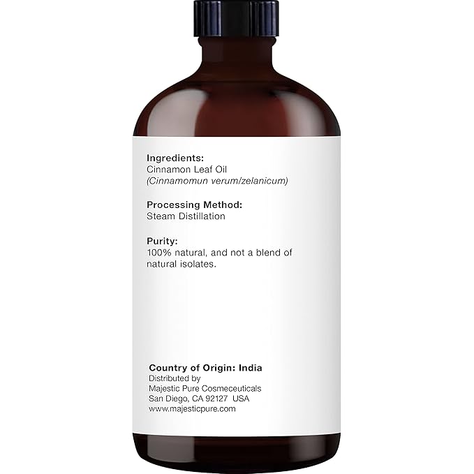 Majestic Pure Cinnamon Essential Oil with Glass Dropper - Huge 4 Fl Oz - 100% Pure and Natural Cinnamon Oil - Premium Grade Essential Oils for Diffuser, Aromatherapy, Soap and Candle Making - Bloomnest