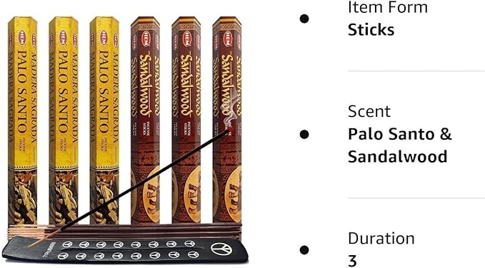 Palo Santo & Sandalwood Incense Sticks & Holder Bundle Variety Pack from Hem Trumiri Insense Insence