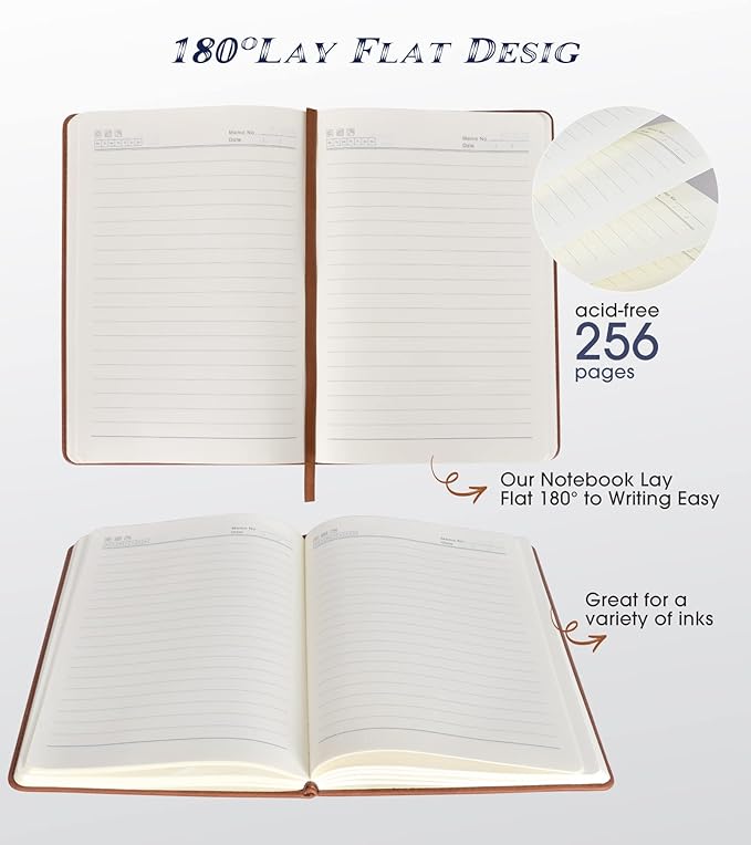 Lined Journal Notebook for Women Men,256 Pages A5 Hardcover Leather Journals for Writing,Travel,Business,Work & School,College Ruled Notebooks for Note Taking,Diary Notepad 5.7"×8.3"(Brown) - Bloomnest