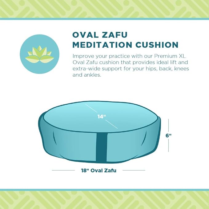 BEAN PRODUCTS Zafu Meditation Pillows for Sitting on Floor, Yoga Cushion, Cotton/Buckwheat fill Yoga Pillow, Zafu Meditation Cushion, Zen Kneeling Prayer Pad- MADE IN USA - 14"x18" Oval - NATURAL - Bloomnest