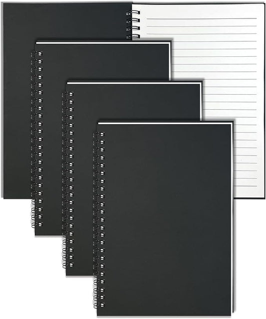 GINMLYDA 4Pack Small Spiral Notebook A5, 8.25x5.5” 120 Lined Pages Wide Ruled Spiral Journal Bulk Blank Kraft Cover Spiral Bound Notebook & Writing Pads for Home Office Meeting Work Note Taking - Bloomnest