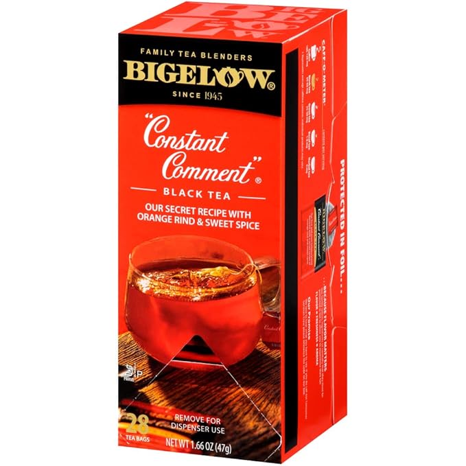 Bigelow Constant Comment Tea 28-Count Box (Pack of 1) Spiced Premium Black Tea with Orange Peel Antioxidant-Rich Full Caffeine Black Tea in Foil-Wrapped Bags - Bloomnest
