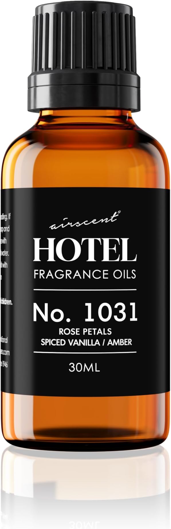 AirScent Hotel Diffuser Oil No. 1031 - Rose Petals, Spiced Vanilla & Amber - Premium Fragrance Oil for Ultrasonic and Waterless Diffusers and Crafting - 30 mL, 1 fl oz Glass Bottle with Dropper