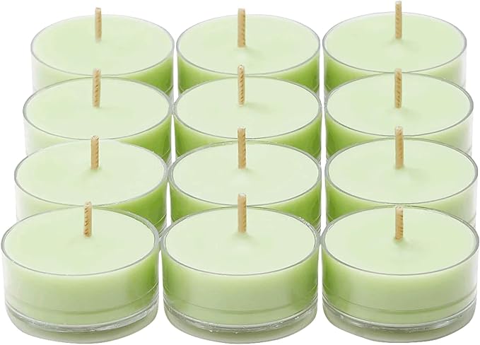 PartyLite Set of 12 Tea Lights Candles, Cucumber & Clementine Scent, Aromatherapy Scented Candles Gift Set, Up to 4 to 6 Hours Burn Time - Bloomnest