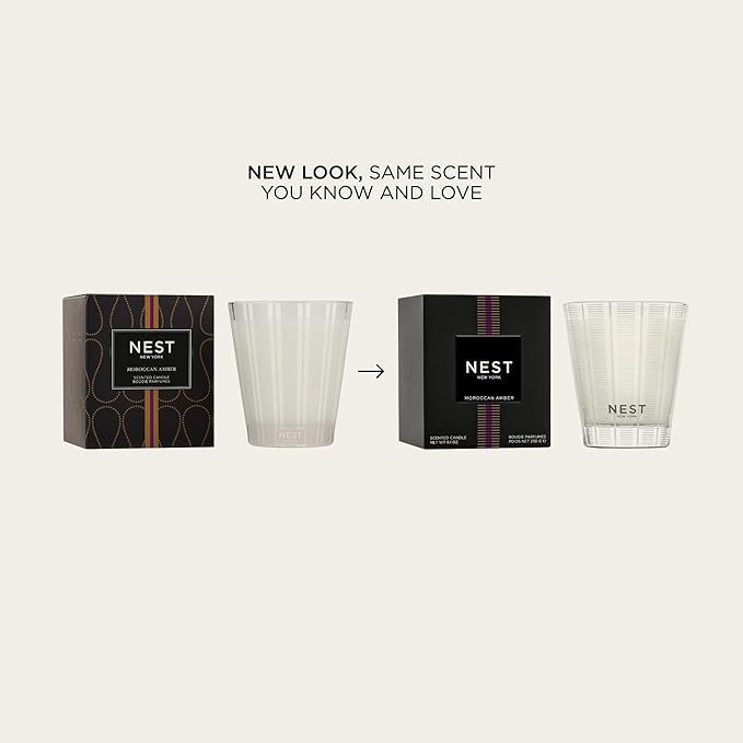 NEST New York Scented Classic Candle, Moroccan Amber - 8.1 oz - Up to 60-Hour Burn Time - Reusable Glass Vessel - Bloomnest