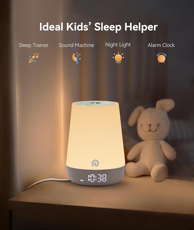 Dreamegg Nite 1 - Baby Sound Machine, Sleep Trainer, Night Light for Kids, Ok to Wake Alarm Clock, 34 Soothing Sounds, App Control, White Noise Sound Machine for Baby Kids Toddler Nursery(Star Travel) - Bloomnest