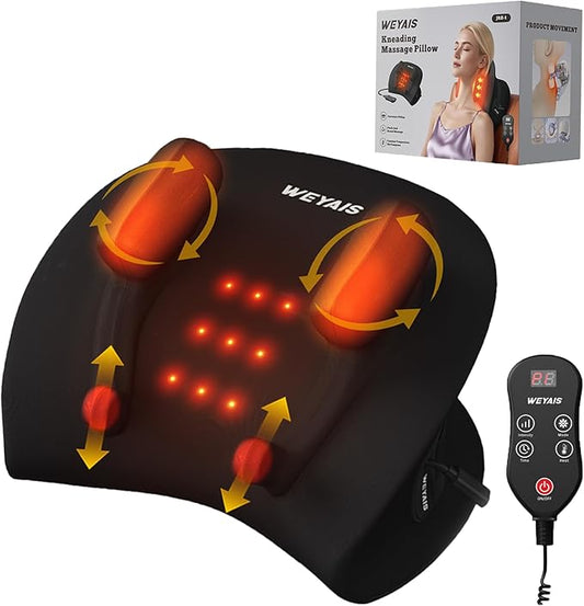 Neck Massager Pillow, Neck and Shoulder Relaxer with Heat, 3 Modes and Strengths, Neck Massager for Pain Relief Deep Tissue, Remote Control, Black - Bloomnest