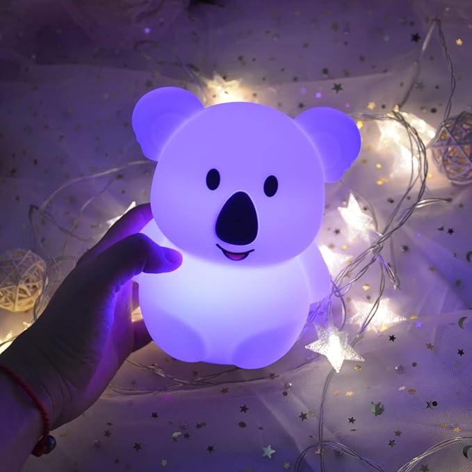 Large Koala Night Lights Kid Bedside Bedroom Light, Nursery Moon lamp, Portable Color Changing Care Lamps - Break Resistant, Eye Caring, Adjustable Brightness & Color and Time Setting - Large - Bloomnest