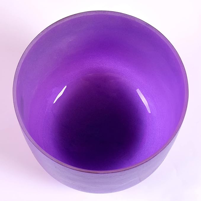 TERRITORY B Note Crown Chakra Purple Colored Quartz Frosted Crystal Singing Bowl 8 inch - Bloomnest