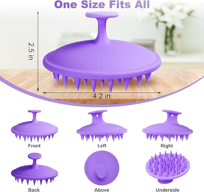 Meartchy Silicone Scalp Massager Shampoo Brush, Scalp Scrubber for Hair Growth (Purple) Meartchy