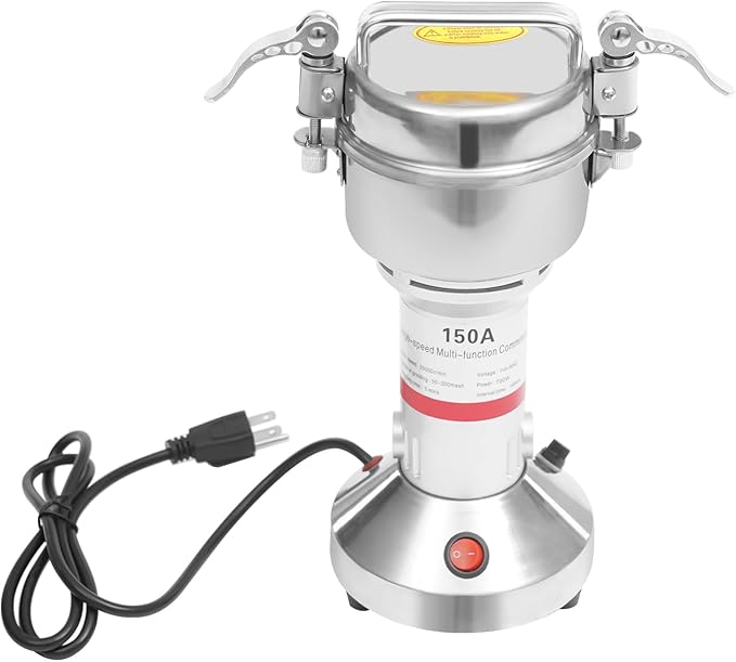 Electric Grain Mill Grinder, 150g/0.33lbs High-speed 28000r/min Food Grinder, 110V 850W Countertop Grain Mill for Dry Spice Herbs Grains Coffee Rice Pepper (150g) - Bloomnest