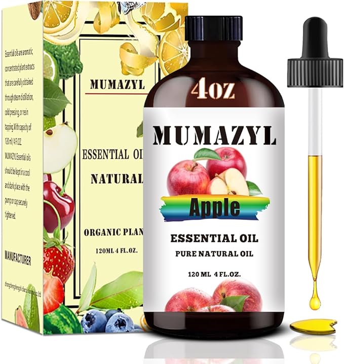 Apple Essential Oil, Apple Oil 4 Fl Oz 120ML for Diffuser Humidifier Yoga Cleaning DIY Candle Soap Making Essential Oils - Bloomnest
