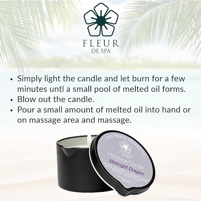 FLEUR DE SPA Massage Oil Candle – 6oz with Pour Spout – Made in USA – All Natural Coconut & Soy Blend – Melts to Warm, Alluring & Hydrating Body Oil – Perfect Spa & Gift Candle (Coconut) - Bloomnest