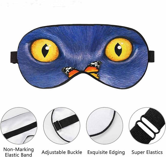 Butterfly Cat Sleep Eye Mask British Cat Cute Animal 3D Funny Men Women Sleep Mask with Adjustable Strap Eye Cover Eye Shade for Travel, Nap,Meditation - Bloomnest