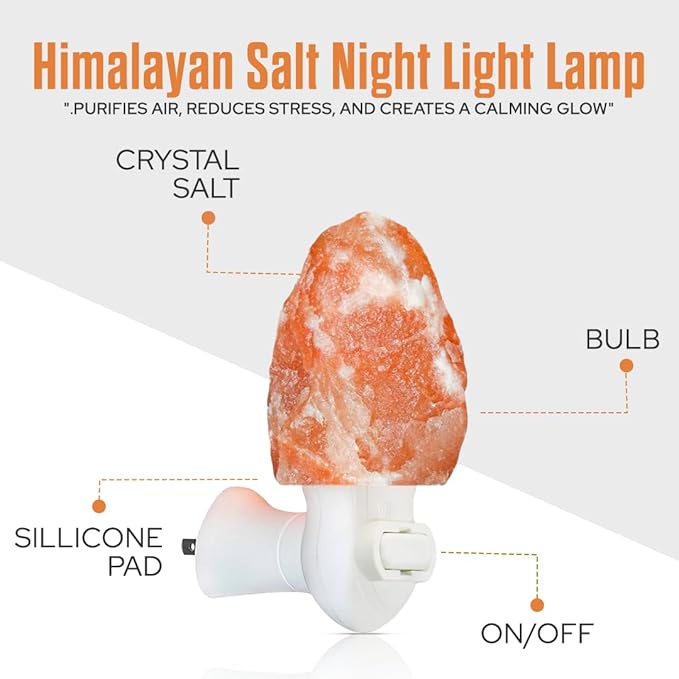 Himalayan Natural Salt Night Lamps, Night Lamp with 360 Degree Rotatable Wall Plug with Extra Replacement Bulb, Hand Carved Natural Lamp for Bedroom & Home Decors - Bloomnest