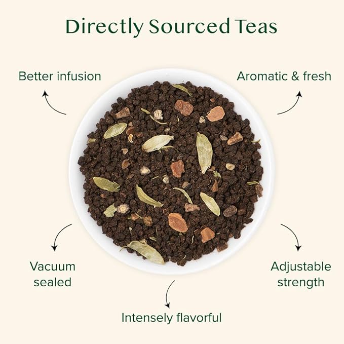 VAHDAM Earl Grey Masala Chai - High Caffeine, Non GMO, Gluten Free | Citrusy Earl Grey Tea Leaves w/ Pure Bergamot Oil | Brew Hot, Iced or Chai Latte | Vacuum Sealed Pack (50 Cups/3.53 oz) - Bloomnest