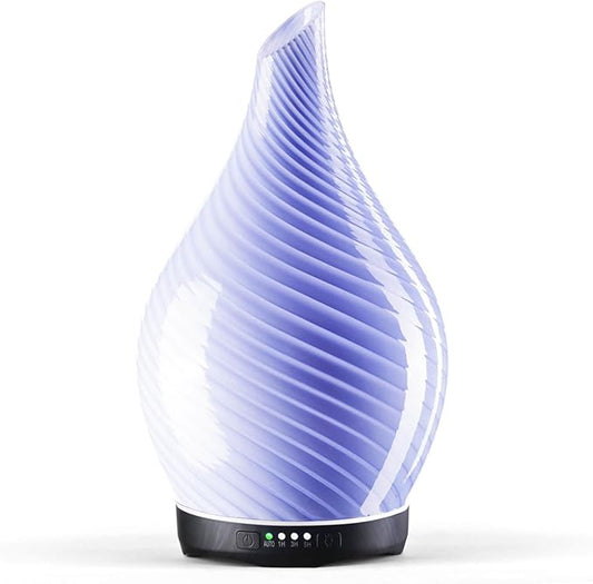 Porseme 280ml Essential Oil Diffuser Glass Color Changing Aroma Air Diffusers Aromatherapy Ultrasonic Cool Mist Humidifier 7 Running Hours Waterless Auto-Off for Sleeping, Yoga, Spa (Pure Purple) - Bloomnest