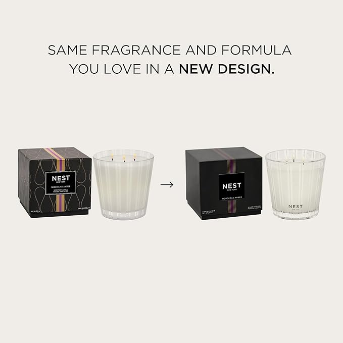 NEST New York Scented 3-Wick Candle, Moroccan Amber - 21.2 oz - Up to 100-Hour Burn Time - Reusable Glass Vessel - Bloomnest