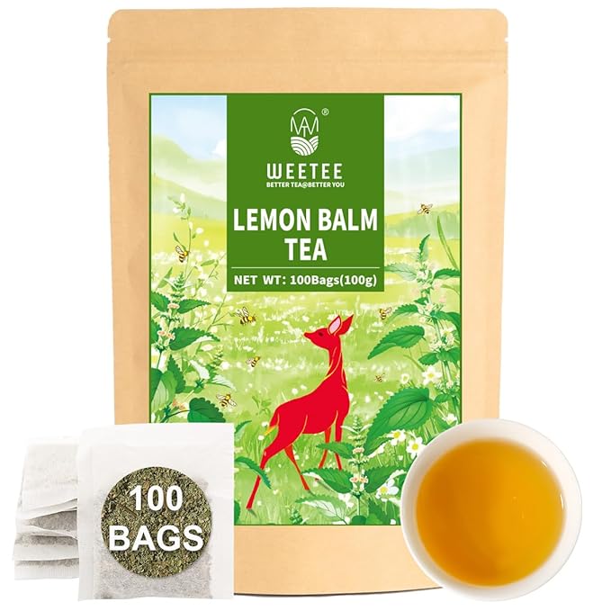 WT WEETEE Lemon Balm Tea Bags, 100 Count Pure Lemon Balm Leaves, Honey Scented with a Delicate Lemon Flavor, Caffeine-Free Herbal Tea - Bloomnest