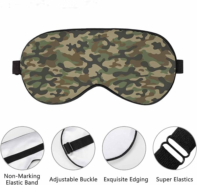 Camouflage Sleep Eye Mask Military Army Green Hunting Men Women Sleep Mask with Adjustable Strap Eye Cover Eye Shade for Travel, Nap,Meditation - Bloomnest