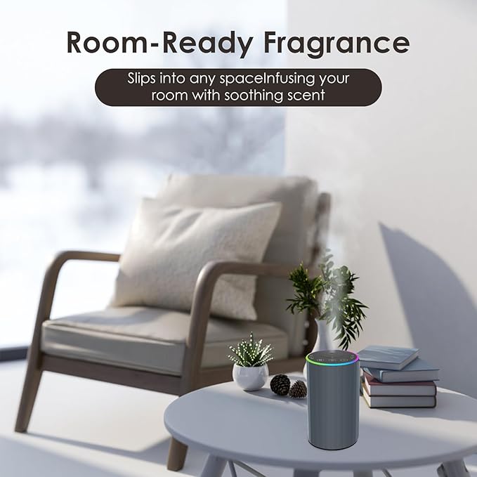 Waterless Essential Oil Diffuser, Battery Powered Mini Scent Air Machine, Aromatherapy Mist Diffuser for Home Room Car Office (Grey) - Bloomnest
