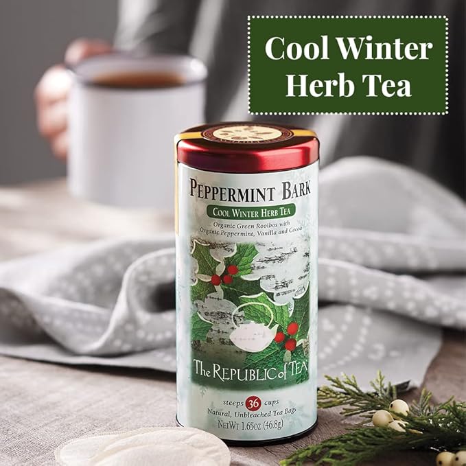 The Republic of Tea - Peppermint Bark, Cool Winter Herb Tea, 250 Tea Bags, Caffeine-Free - Bloomnest