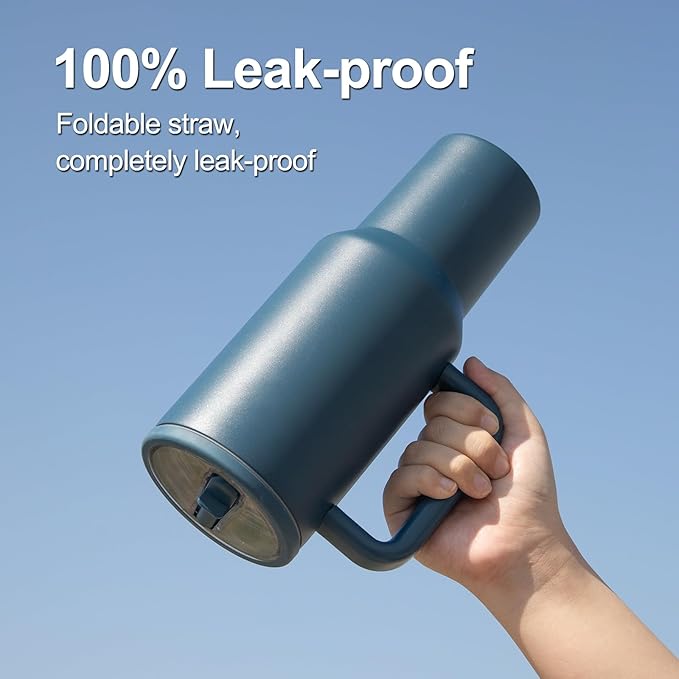 40 oz Insulated Tumbler with Handle,Flip Straw,Lid & Rubber Base Stainless Steel Water Bottle - Leak Proof Vacuum Insulated Mug BPA Free Reusable Travel Cup Gifts for Women/Men (mint green 40oz new) - Bloomnest
