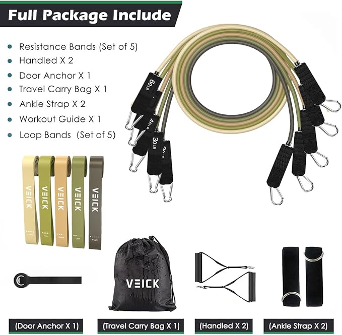 VEICK Resistance Bands, Exercise Bands, Workout Bands, Resistance Bands for Working Out with Handles for Men and Women, Exercising Bands for Fitness Weights Work Out at Home - Bloomnest