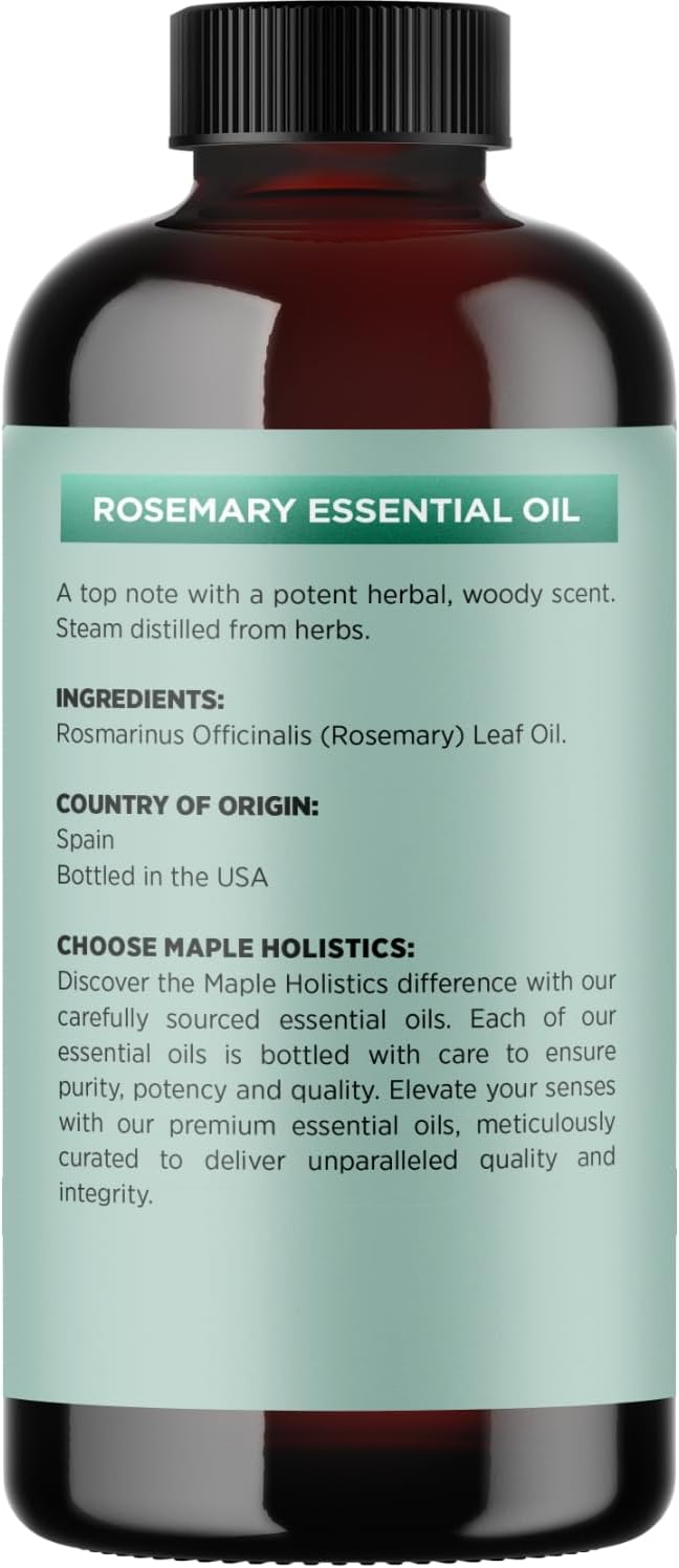 Pure Rosemary Essential Oil Bulk Size - Undiluted Rosemary Oil for Hair Skin and Nails and Refreshing Aromatherapy Oil for Diffusers - Cleansing Essential Oil for Dry Scalp Care 8oz - Bloomnest