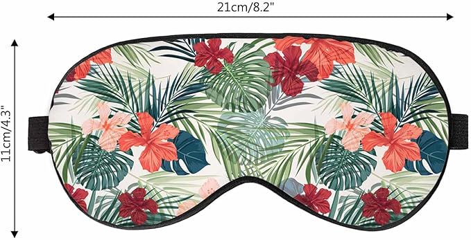 Tropical Plants Sleep Eye Mask Summer Colorful Hawaiian Hibiscus Flowers Men Women Sleep Mask with Adjustable Strap Eye Cover Eye Shade for Travel, Nap,Meditation - Bloomnest