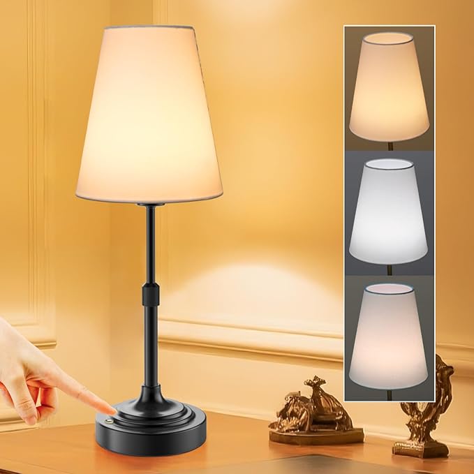 Portable Cordless Table Lamp, Built in Rechargeable Battery, 2700-6000k Color Temperature, Fully Dimmable, Scalable, Ambient Light for Patio, Restaurant, Bar, Bedroom, Dining (Black) - Bloomnest
