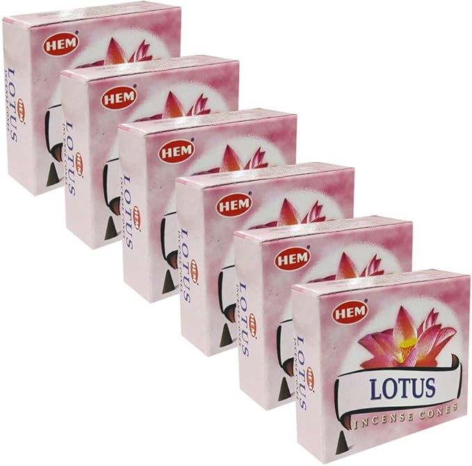 TRUMIRI Incense Cone Holder Bundle with Hem Lotus Incense Cones - Pack of 6 (Approx 60 Cones) TRUMIRI
