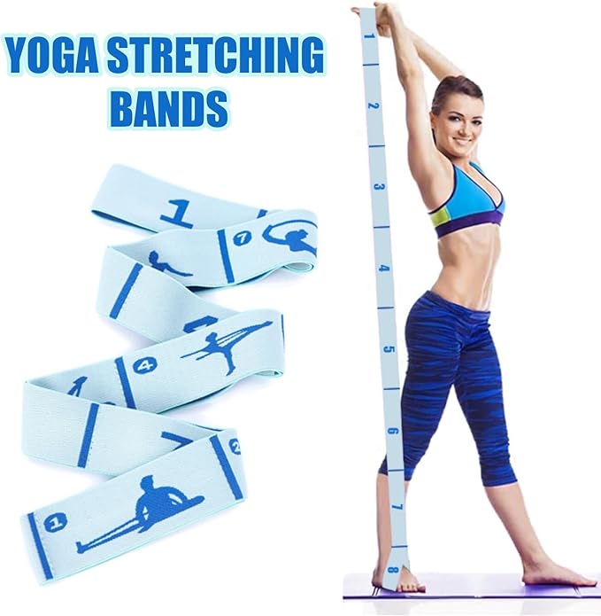 Elastic Yoga Stretching Strap with Loops, CEILIWEN Stretch Straps For Physical Therapy, Pilates Stretch Band, Elastic Exercise Bands, Leg Stretching Strap, Stretch Resistance Bands For Exercise - Bloomnest