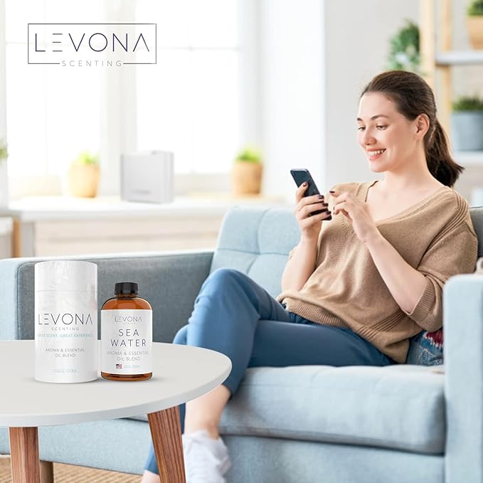 Levona Scent Essential Oil - Fresh Aroma for Home, Office, Hotel & Spa, Perfect in Humidifiers and Diffusers, Luxury Fragrance, with Aqua Marine, Lemon, & Bergamot Notes - 700ml/ 23 fl oz, Sea Water - Bloomnest