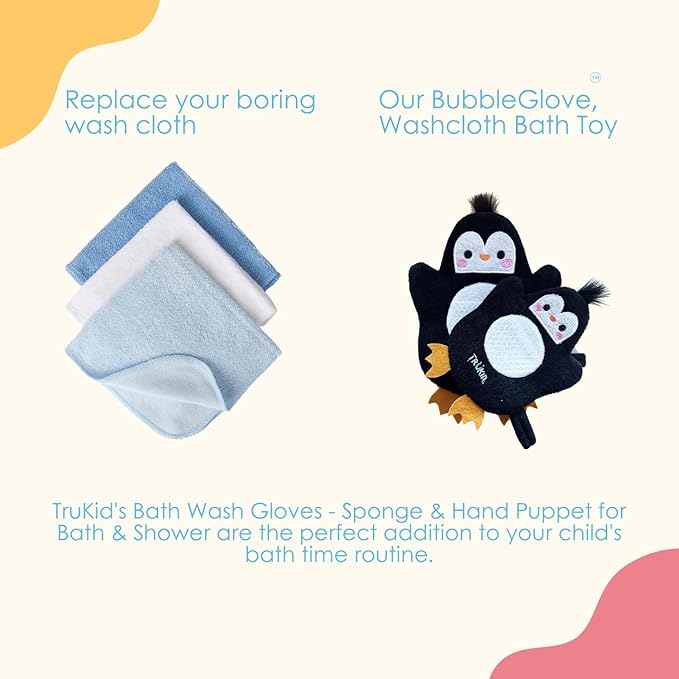 TruKid Vanilla Bubble Podz & BubbleGlove Set – Includes Bubble Bath Pods and 2 Wash Gloves for Parent and Child - Bloomnest