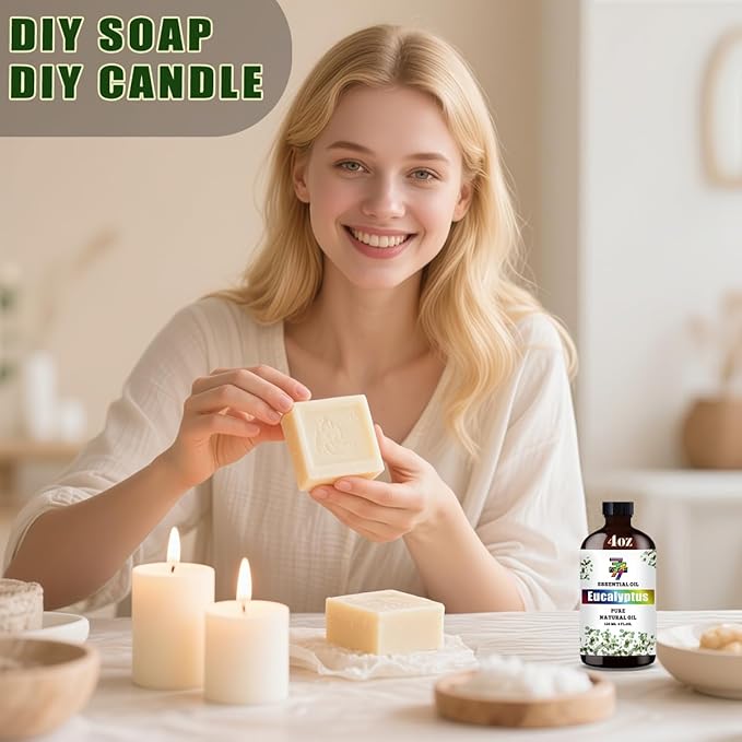 Eucalyptus Essential Oil (4 oz/120 ml) — Eucalyptus Oils for Aromatherapy, diffusers, humidifiers, Home fragrances, DIY Skincare, soap Making, DIY Candle, Relaxation, Yoga, and Meditation - Bloomnest