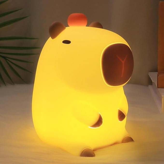 Attivolife Capybara Night Light, Cute Animal Silicone Nightlight with Dimmable & Timer, Portable Rechargeable LED Touch Lamp, Bedroom Table Decor Birthday Present for Boy Girl - Bloomnest