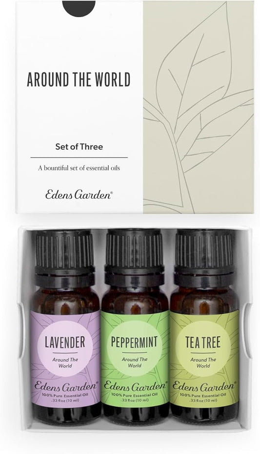 Edens Garden Essential Oils Around The World 3 Set – 100% Pure Therapeutic Grade Aromatherapy: Lavender, Peppermint & Tea Tree Oil for Diffusers & Home – No Fragrance & Undiluted, 10 ml/ 3 Pack - Bloomnest