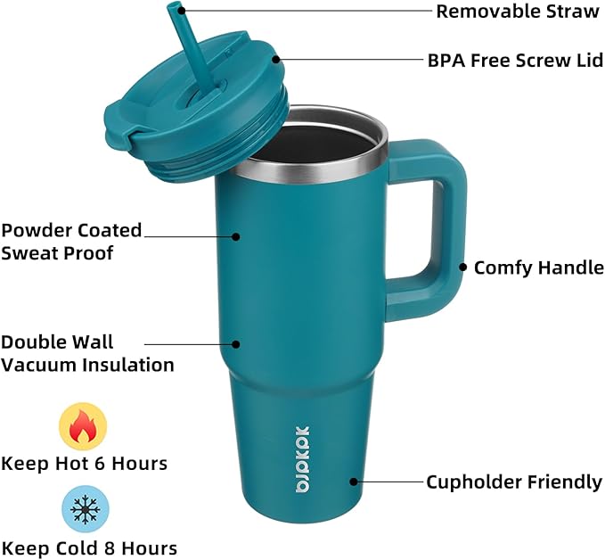 BJPKPK 30 oz Insulated Tumbler With Lid And Straw Stainless Steel Tumblers Cup With Handle For Women And Men,Laguna - Bloomnest